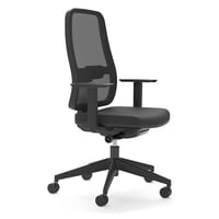 Silla giratoria BLAZE con ruedas negra con apoyabrazos y respaldo en malla